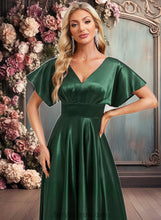 Load image into Gallery viewer, Kendra A-line V-Neck Floor-Length Stretch Satin Bridesmaid Dress XXCP0025782