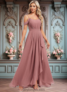 Lainey A-line Cold Shoulder Asymmetrical Chiffon Bridesmaid Dress XXCP0025823