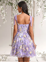 Load image into Gallery viewer, Emilia A-line Scoop Short Floral Lace Homecoming Dress With Bow 3D Floral XXCP0025695