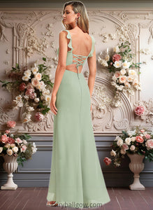 Averie A-line Square Floor-Length Chiffon Bridesmaid Dress With Ruffle XXCP0025739