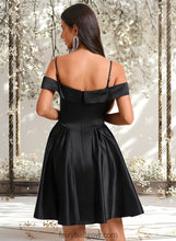 Load image into Gallery viewer, Karina A-line Off the Shoulder Short Satin Homecoming Dress XXCP0025704