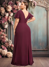 Load image into Gallery viewer, Lyla A-line Boat Neck Floor-Length Chiffon Bridesmaid Dress With Ruffle XXCP0025827