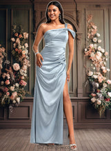 Load image into Gallery viewer, Saniyah A-line One Shoulder Floor-Length Stretch Satin Bridesmaid Dress XXCP0025725