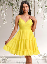 Load image into Gallery viewer, Lilith A-line V-Neck Short Chiffon Homecoming Dress With Ruffle Sequins XXCP0025700