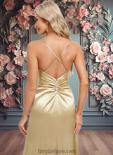 Load image into Gallery viewer, Gabrielle Trumpet/Mermaid Cowl Floor-Length Stretch Satin Bridesmaid Dress XXCP0025792