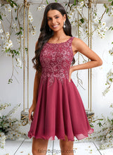 Load image into Gallery viewer, Sienna A-line Scoop Short Chiffon Homecoming Dress With Sequins Appliques Lace XXCP0025681