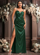 Load image into Gallery viewer, Dania A-line V-Neck Floor-Length Stretch Satin Bridesmaid Dress XXCP0025745