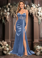 Load image into Gallery viewer, Teagan Trumpet/Mermaid Sweetheart Sweep Train Stretch Satin Prom Dresses XXCP0025836