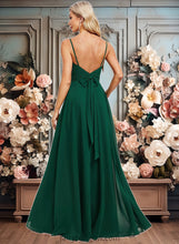 Load image into Gallery viewer, Ayanna A-line V-Neck Floor-Length Chiffon Bridesmaid Dress XXCP0025813