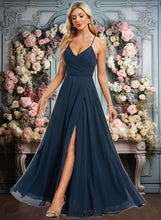 Load image into Gallery viewer, Logan A-line V-Neck Floor-Length Chiffon Prom Dresses With Pleated XXCP0025830