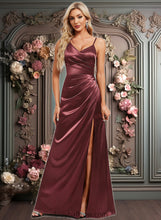 Load image into Gallery viewer, Joy A-line Asymmetrical Floor-Length Stretch Satin Bridesmaid Dress XXCP0025828