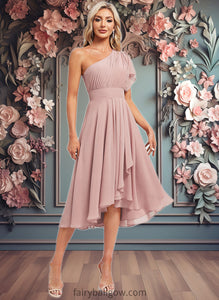 Bailey A-line One Shoulder Asymmetrical Chiffon Bridesmaid Dress With Ruffle XXCP0025819