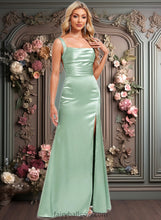 Load image into Gallery viewer, Sandy Trumpet/Mermaid Square Floor-Length Stretch Satin Bridesmaid Dress XXCP0025784