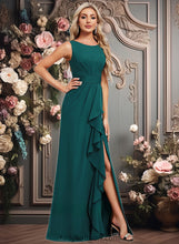 Load image into Gallery viewer, Holly A-line Scoop Floor-Length Chiffon Bridesmaid Dress With Ruffle XXCP0025814