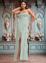 Load image into Gallery viewer, Averi A-line Square Floor-Length Chiffon Bridesmaid Dress With Ruffle XXCP0025735