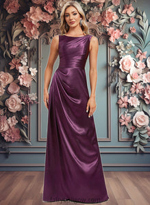 Joyce A-line Scoop Floor-Length Stretch Satin Bridesmaid Dress XXCP0025829