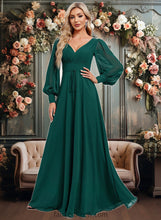 Load image into Gallery viewer, Chasity A-line V-Neck Floor-Length Chiffon Bridesmaid Dress XXCP0025816