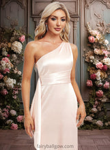 Load image into Gallery viewer, Maisie A-line One Shoulder Floor-Length Stretch Satin Bridesmaid Dress With Ruffle XXCP0025818