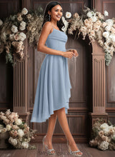 Load image into Gallery viewer, Edith A-line Cowl Asymmetrical Chiffon Bridesmaid Dress With Ruffle XXCP0025727