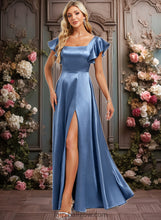 Load image into Gallery viewer, Maritza A-line Square Floor-Length Stretch Satin Bridesmaid Dress With Ruffle XXCP0025769