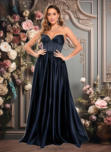 Gia Ball-Gown/Princess V-Neck Floor-Length Satin Prom Dresses XXCP0025840