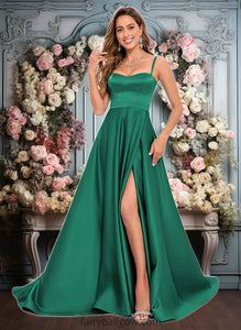 Krystal A-line Sweetheart Sweep Train Satin Prom Dresses XXCP0025846