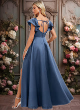 Load image into Gallery viewer, Evangeline A-line Square Floor-Length Satin Bridesmaid Dress With Ruffle XXCP0025774