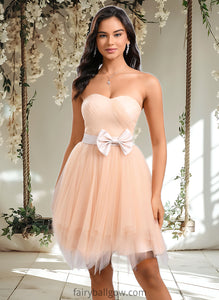 Elliana Ball-Gown/Princess Sweetheart Short Tulle Homecoming Dress With Bow XXCP0025719