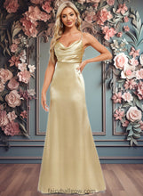 Load image into Gallery viewer, Gabrielle Trumpet/Mermaid Cowl Floor-Length Stretch Satin Bridesmaid Dress XXCP0025792