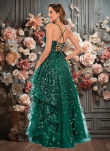 Load image into Gallery viewer, Madeline Ball-Gown/Princess V-Neck Floor-Length Lace Floral Prom Dresses With Sequins XXCP0025838