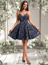 Load image into Gallery viewer, Leia A-line V-Neck Short Jacquard Homecoming Dress XXCP0025701