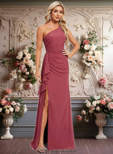 Load image into Gallery viewer, Kinsley A-line One Shoulder Floor-Length Chiffon Bridesmaid Dress With Ruffle XXCP0025824