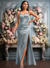 Load image into Gallery viewer, Frida A-line V-Neck Floor-Length Stretch Satin Bridesmaid Dress XXCP0025728