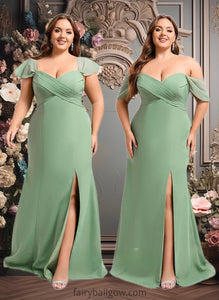 Tianna Trumpet/Mermaid Off the Shoulder V-Neck Floor-Length Chiffon Bridesmaid Dress XXCP0025810