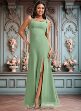 Load image into Gallery viewer, Brenna A-line Square Floor-Length Chiffon Bridesmaid Dress With Bow XXCP0025740