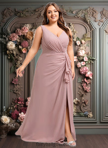 Dayanara A-line V-Neck Floor-Length Chiffon Bridesmaid Dress XXCP0025820