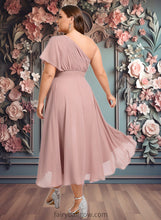 Load image into Gallery viewer, Bailey A-line One Shoulder Asymmetrical Chiffon Bridesmaid Dress With Ruffle XXCP0025819