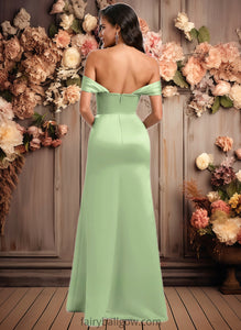 Desirae Trumpet/Mermaid Off the Shoulder Square Floor-Length Satin Prom Dresses With Ruffle XXCP0025883