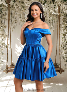 Elaine Ball-Gown/Princess Off the Shoulder Short Satin Homecoming Dress XXCP0025680