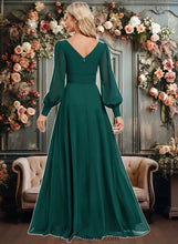 Load image into Gallery viewer, Chasity A-line V-Neck Floor-Length Chiffon Bridesmaid Dress XXCP0025816