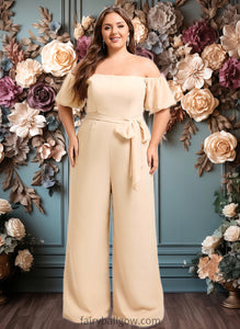 Marlene Jumpsuit/Pantsuit Off the Shoulder Square Floor-Length Chiffon Bridesmaid Dress XXCP0025791