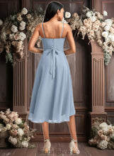 Load image into Gallery viewer, Edith A-line Cowl Asymmetrical Chiffon Bridesmaid Dress With Ruffle XXCP0025727