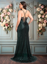 Load image into Gallery viewer, Cheyenne Trumpet/Mermaid V-Neck Sweep Train Sequin Prom Dresses With Sequins XXCP0025839