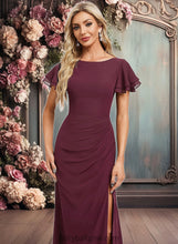 Load image into Gallery viewer, Lyla A-line Boat Neck Floor-Length Chiffon Bridesmaid Dress With Ruffle XXCP0025827