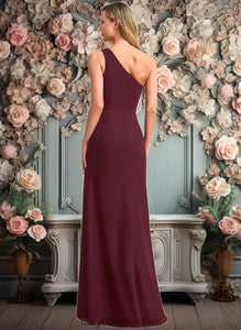 Felicity A-line One Shoulder Floor-Length Chiffon Bridesmaid Dress XXCP0025756