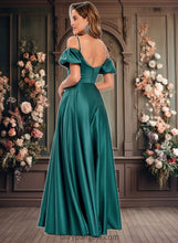 Load image into Gallery viewer, Karma A-line Off the Shoulder Sweetheart Floor-Length Satin Prom Dresses XXCP0025852