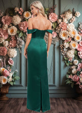 Load image into Gallery viewer, Mila Sheath/Column Off the Shoulder Floor-Length Satin Bridesmaid Dress XXCP0025815