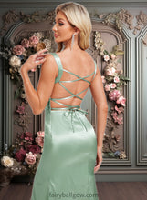 Load image into Gallery viewer, Sandy Trumpet/Mermaid Square Floor-Length Stretch Satin Bridesmaid Dress XXCP0025784