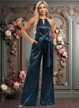 Load image into Gallery viewer, Gianna Jumpsuit/Pantsuit Halter Floor-Length Stretch Satin Bridesmaid Dress XXCP0025805