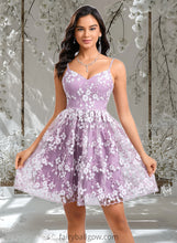 Load image into Gallery viewer, Whitney A-line V-Neck Short Lace Homecoming Dress With Embroidered XXCP0025697